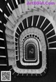 A black and white photo of a spiral staircase.