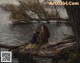 A woman sitting on a log by the water.